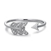 14k White Gold Diamond Feather Arrow Stackable Ring