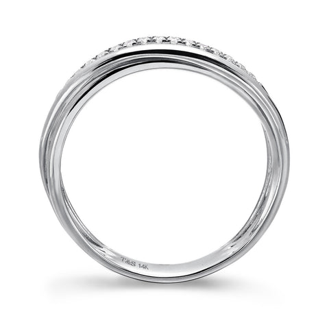 14k White Gold Diamond Triple Row Ring