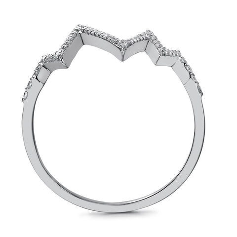 14k White Gold Diamond Heartbeat Ring