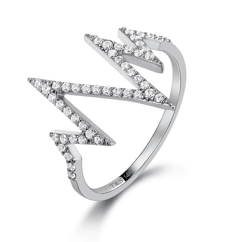 14k White Gold Diamond Heartbeat Ring