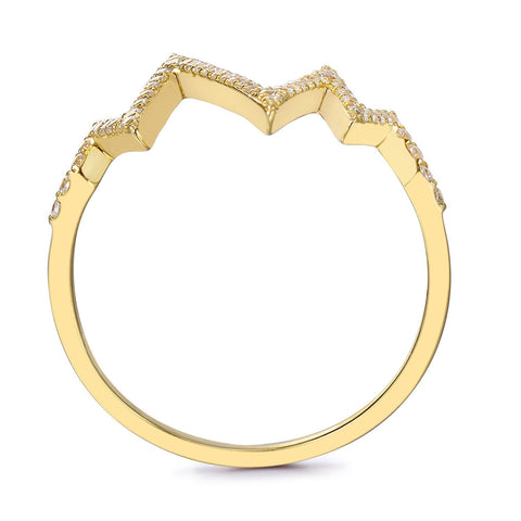 14k Yellow Gold Diamond Heartbeat Ring