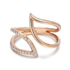 14k Rose Gold Diamond Petal Ring