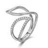 14k White Gold Diamond Petal Ring