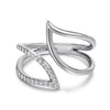14k White Gold Diamond Petal Ring