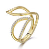 14k Yellow Gold Diamond Petal Ring