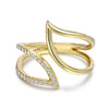 14k Yellow Gold Diamond Petal Ring