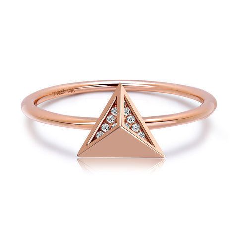 14k Rose Gold Diamond Stud Ring