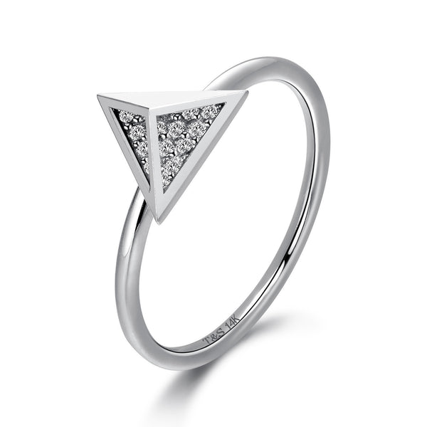 14k White Gold Diamond Stud Ring