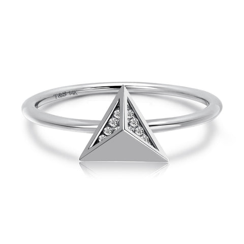 14k White Gold Diamond Stud Ring