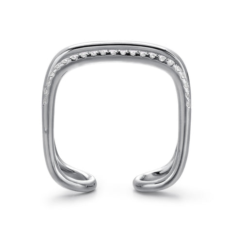 14k White Gold Diamond Double Geo Ring