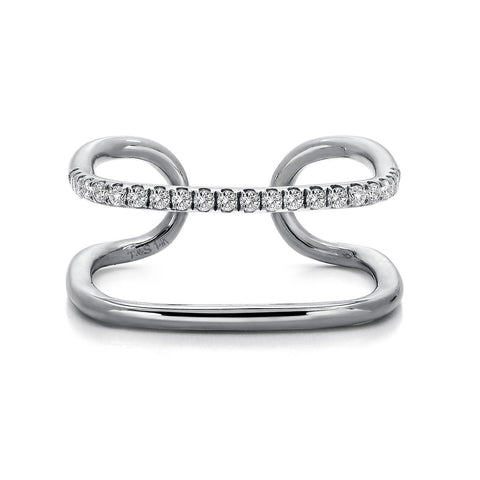 14k White Gold Diamond Double Geo Ring