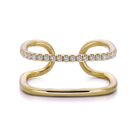 14k Yellow Gold Diamond Double Geo Ring