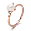 14k Rose Gold 5-5.5mm Akoya Pearl and Diamond Ring