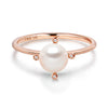 14k Rose Gold 5-5.5mm Akoya Pearl and Diamond Ring
