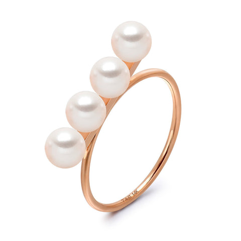 14k Gold 5-5.5mm Akoya Pearl Row Ring