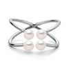 14k White Gold 4-4.5mm Akoya Pearl Orbit Ring