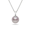 8-9mm Pink Freshwater Cultured Pearl and Diamond 14k White Gold Pendant