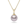 8-9mm Pink Freshwater Cultured Pearl and Diamond 14k Yellow Gold Pendant