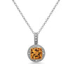 Square Cut Citrine, Diamond, Sterling Silver and 14k Yellow Gold Pendant