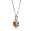 Square Cut Citrine, Diamond, Sterling Silver and 14k Yellow Gold Pendant