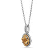 Round Cut Citrine, Diamond, Sterling Silver and 14k Yellow Gold Pendant