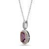Radiant Cut Amethyst, Diamond, Sterling Silver and 14k Rose Gold Pendant