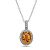 Radiant Cut Citrine Diamond, Sterling Silver and 14k Yellow Gold Pendant