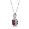 Square Cut Amethyst, Diamond, Sterling Silver and 14k Rose Gold Pendant