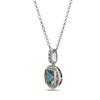 Square Cut Blue Topaz, Diamond, Sterling Silver and 14k Yellow Gold Pendant