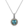 Square Cut Blue Topaz, Diamond, Sterling Silver and 14k Yellow Gold Pendant