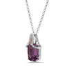 Radiant Cut Amethyst, Diamond, Sterling Silver and 14k Rose Gold Pendant