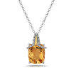 Radiant Cut Citrine, Diamond, Sterling Silver and 14k Yellow Gold Pendant