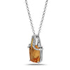 Radiant Cut Citrine, Diamond, Sterling Silver and 14k Yellow Gold Pendant