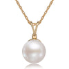 8-8.5mm AA Akoya Cultured Pearl and Diamond 14k Yellow Gold Pendant