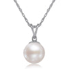 6.5-7mm AA Akoya Cultured Pearl and Diamond 14k White Gold Pendant