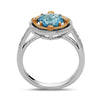 Round Cut Blue Topaz, Diamond, Sterling Silver and 14k Yellow Gold Ring