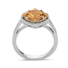 Round Cut Citrine, Diamond, Sterling Silver and 14k Yellow Gold Ring