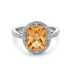 Radiant Cut Citrine, Diamond, Sterling Silver and 14k Yellow Gold Ring