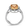 Radiant Cut Citrine, Diamond, Sterling Silver and 14k Yellow Gold Ring