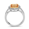 Square Cut Citrine, Diamond, Sterling Silver and 14k Yellow Gold Ring