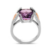 Radiant Cut Amethyst, Diamond, Sterling Silver and 14k Rose Gold Ring