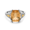 Radiant Cut Citrine, Diamond, Sterling Silver and 14k Yellow Gold Ring