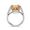 Radiant Cut Citrine, Diamond, Sterling Silver and 14k Yellow Gold Ring