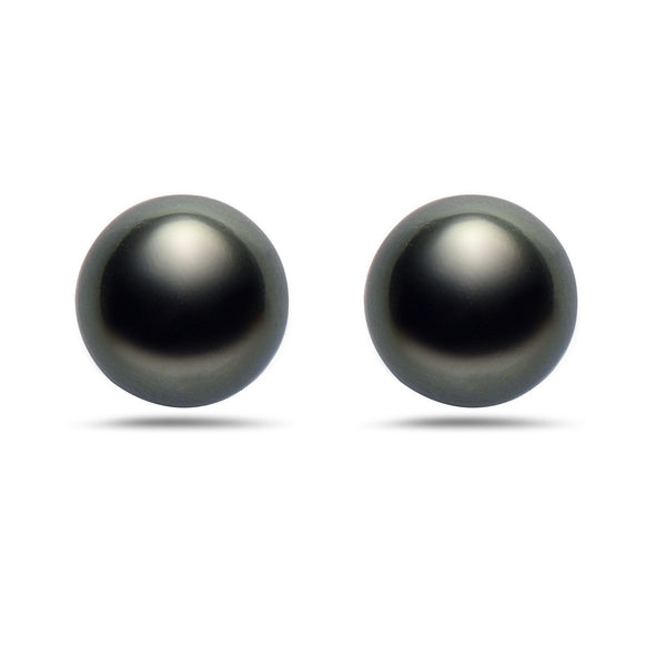 10-11mm Natural Color Tahitian Pearl 14k Gold Stud Earrings restest