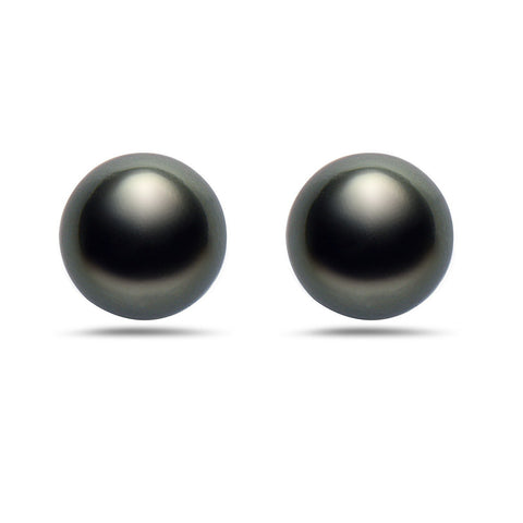10-11mm Natural Color Tahitian Pearl 14k Gold Stud Earrings restest
